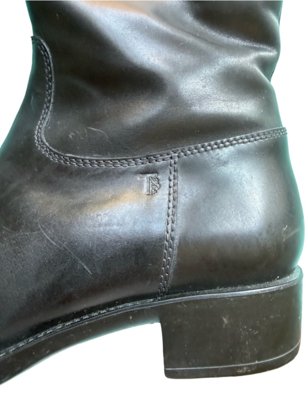 Tod’s Progetto Gomma Two Tone Leather Knee High Riding Boots Black Brown Size 36 - Picture 12 of 14